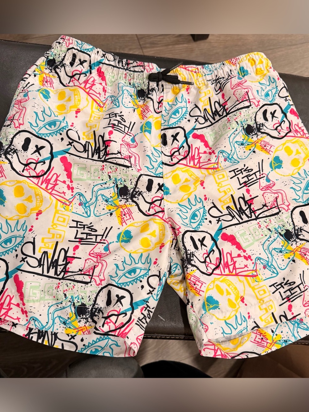 Kids Graphic Shorts - White Multicolor
